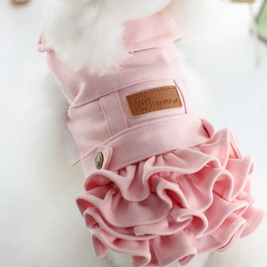 Autumn and Winter Pet Multi Layer Velvet Set Skirt Warm Clothes Four Legged Woolen Coat Winter Clothes Puppy Pet Couple Outfit