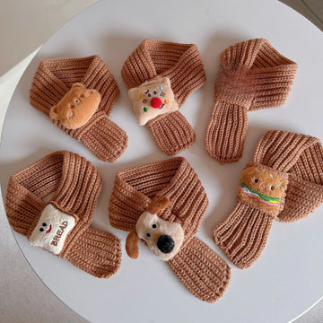 Cute Coffee Colored Knitted Pet Scarf Bread Cat Drool Towel Warm Dog Bib Teddy Bear Scarf Dog Bow Tie Puppy Accessories