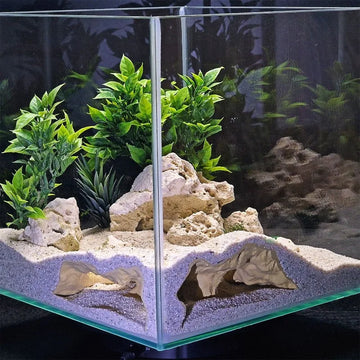 Simulated Terrain Rock Cave - Fish Tank Substrate Decoration,Aquascaping Cave,Fish and Shrimp Hiding House,Double-Sided Viewing