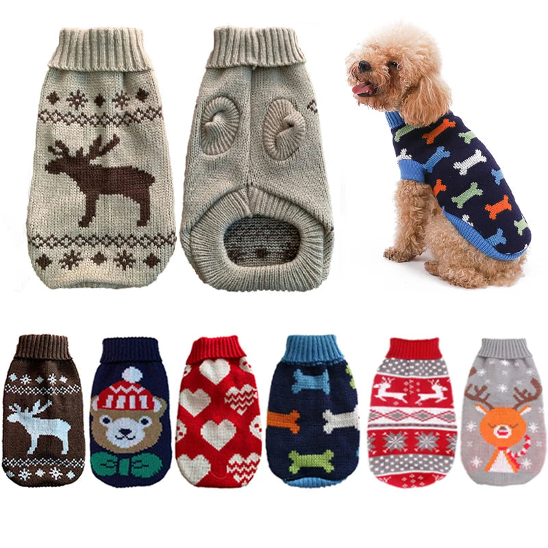 Warm Pet Dog Sweater Winter Dog Clothes for Small Medium Dogs Knitted Puppy Cat Coat Chihuahua French Bulldogs Yorkie Customes