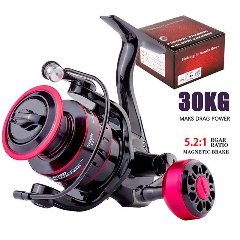 New Max Drag 30KG Right/left Inter-Changeable Handle Spool Fishing Reel Gear 5.2:1 Ratio High Speed Spinning Reel Casting Reel