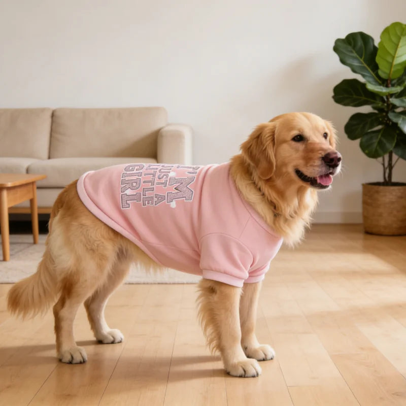 1pc Cute Letter Print Pet Sweatshirt for Dogs & Cats - Soft Pink Pullover with Ribbed Cuffs, Striped Paw Design, Dog Sweater