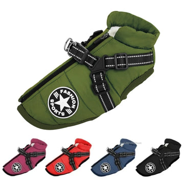 Winter Warm Pet Dog Jacket with Harness Waterproof Dog Coat Vest for Small Medium Chihuahua French Bulldog Outdoor Dog Clothes