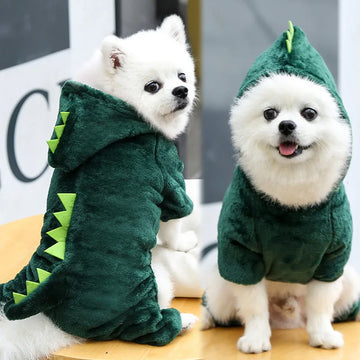 Pet Dog Dinosaur Cosplay Hoodies Winter Warm Pet Clothes Pet Warm Coat for Small Medium Dog Jacket Puppy French Bulldog Clothes