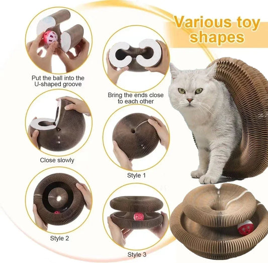 Funny Toy Magic Cat Scratch Board Multiple shapes with Ball Cat Grinding Claw Training Round Corrugated Paper Toy Cat House