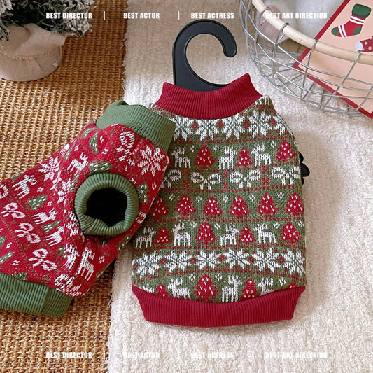 Pet Dog Contrasting Hoodie for Autumn Winter Christmas New Year Sweater Hoodie Teddy Bear Small Dog Clothing Puppy Clothes