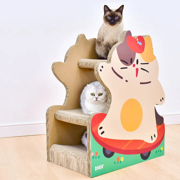 Large Cat Scratching Board Corrugated Paper Cat Climbing Frame with Nest Built-In Extra-Large Cat Claw Grinding Board