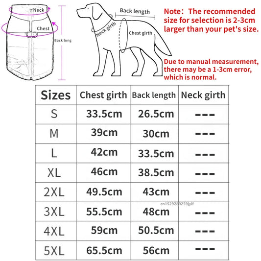 Waterproof Warm Dog Clothes Pet Coat Winter Vest Padded Zipper Jacket Dog Clothing for Small Medium Big Dogs Outfit