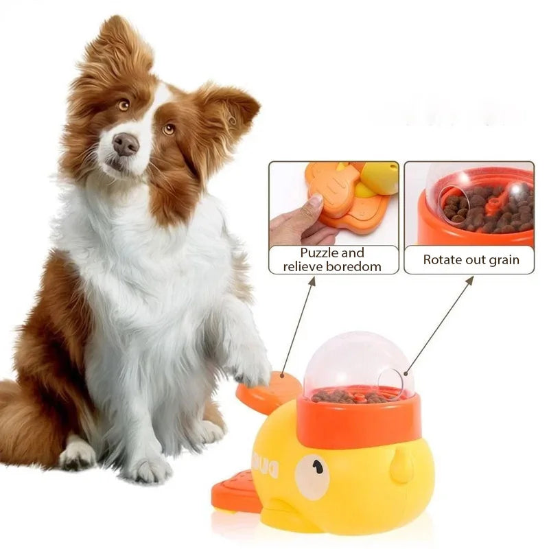 Yellow Duck-Shaped Interactive Cat Treat Dispenser Durable Plastic Training dogToy Puzzle Slow Feeder Dog Entertainment Toy