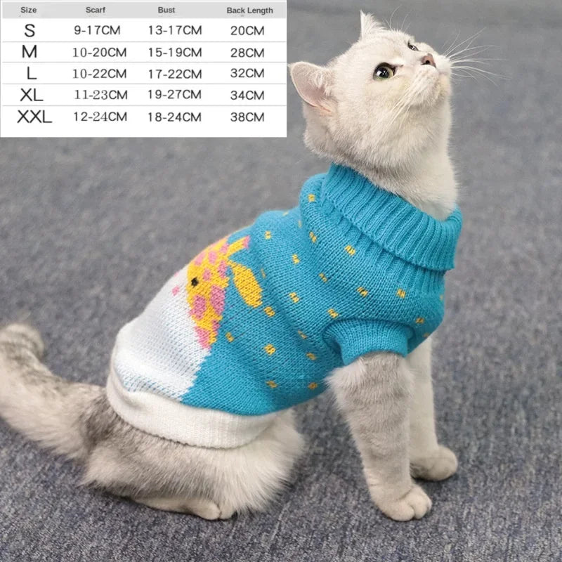 S-2XL Turtleneck Cat Sweater Knitted Jumper Cat Christmas Sweater for Cats Small Dogs Winter Sphinx Cat Clothes Pet Costumes