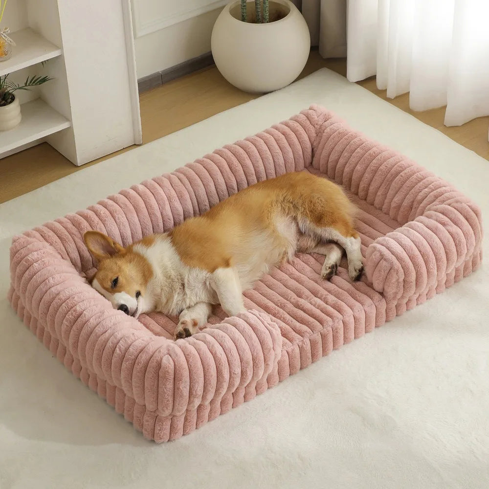Washable Pet Sofa Bed, Removable Cover Plush Cat Dog Nest, Soft Cushion for Small Medium Large Pets Indoor Anti-Slip