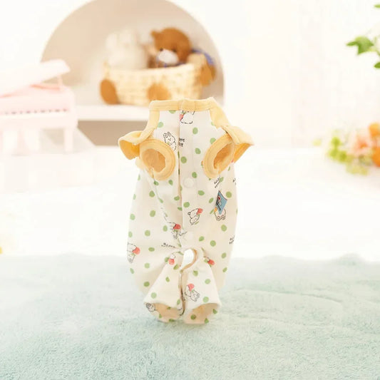 Pet Autumn and Winter Contrasting Cloak Collar with Floral Home Clothing Cute Pet Jumpsuit Puppy Clothes Dog Pajamas Winter