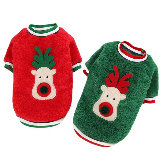 Pet Christmas Hoodie Coral Velvet Dog Hoodie Outing Christmas Clothes Cat Two Leg Clothes Dog Supplies for Small Dogs