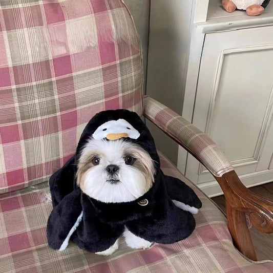 Penguin Cape Environmentally Friendly Pet Cat and Dog Teddy Small Dog Transformed Blanket for Warmth Autumn Winter Dog