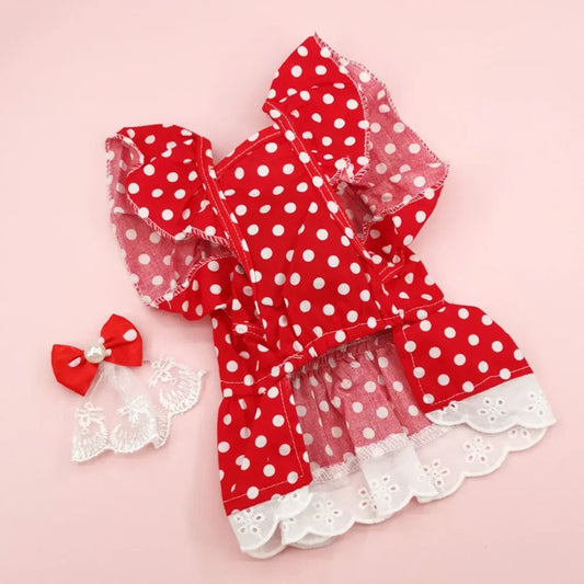 Red Polka Dot Dress for Pet Cat Clothes Sweet Suspenders Cats Clothing for Small Dogs Summer Skirts Princess Dress Pet Clothes