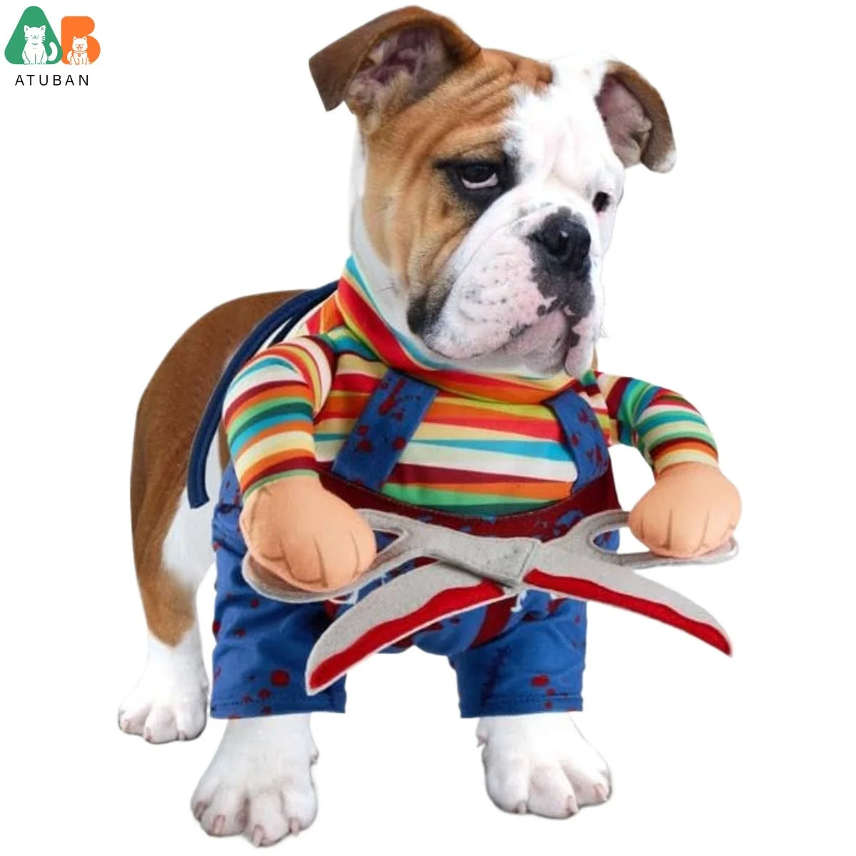 Halloween Scissors Style Doll Dog Costume for Cat Puppy and Medium Size Dog, Pet Adjustable Doll Funny Special Clothes Cosplay