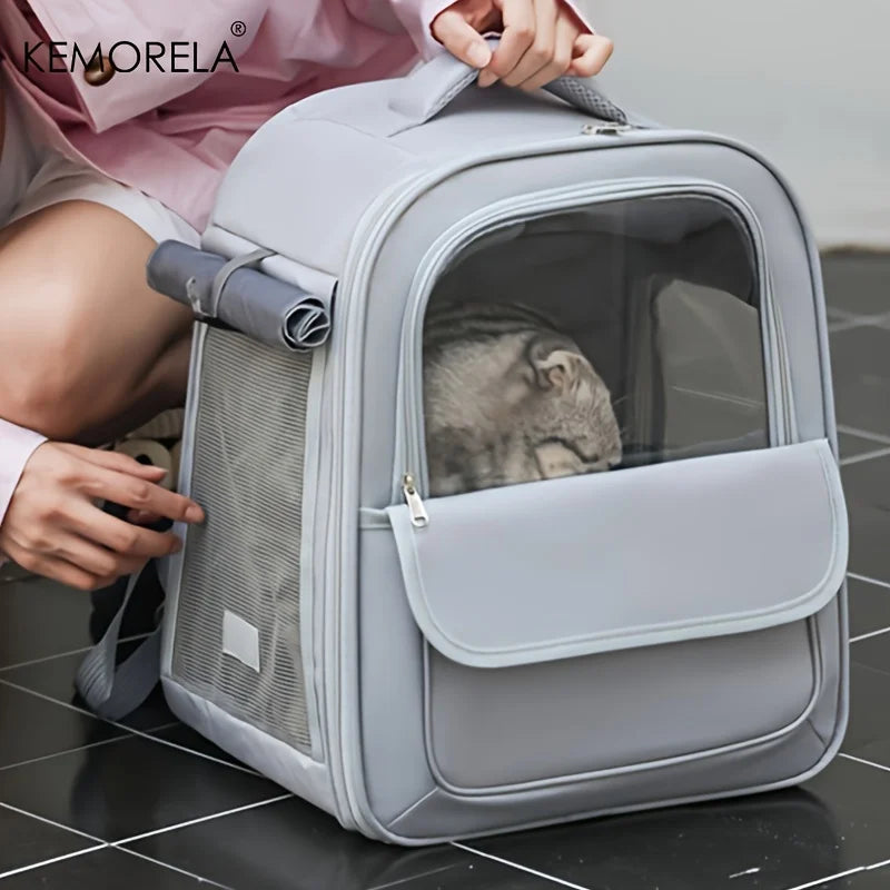 KEMORELA Portable Pet Carrier Cat Bag Pet Backpack For Cats-Foldable For Travel And Outdoor Activities Ventilation Breathability