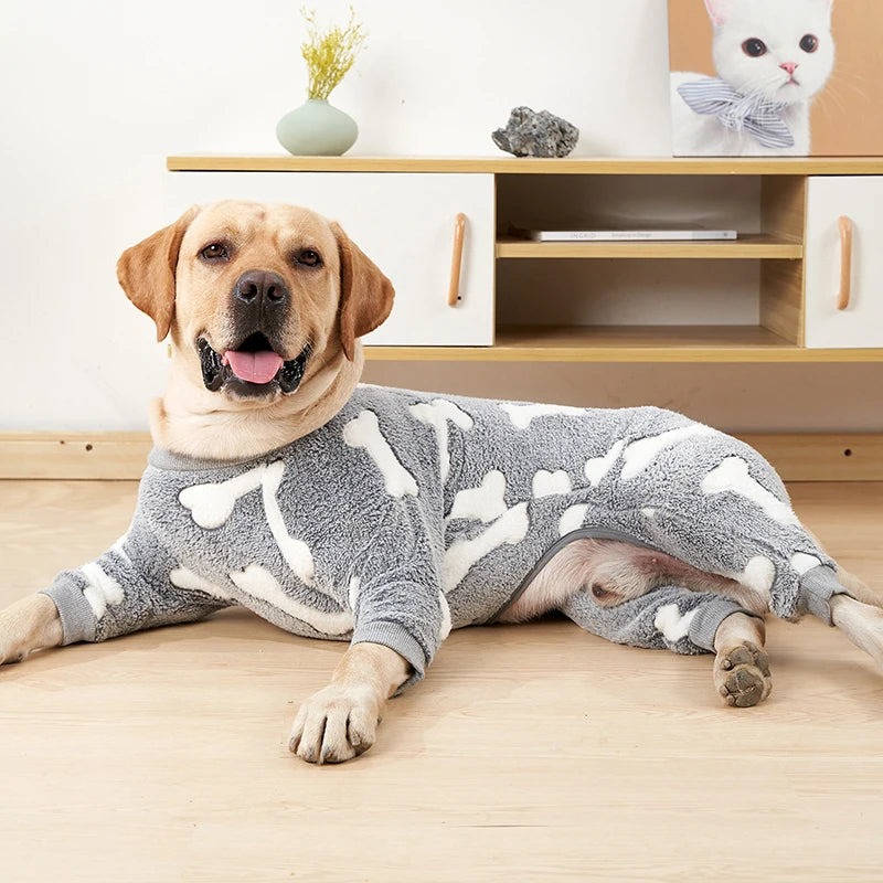 Flannel Dogs Pajamas Jumpsuit Four Legs Winter Warm Onesies for Medium Large Dogs Warm Puppy Cat Jumpsuit Pet Dog Clothes