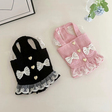 Pet Cat and Dog Dress Spring Autumn Winter Lace Heart Buckle Suspender Dog Clothes for Small Dogs Puppy Dog Clothes