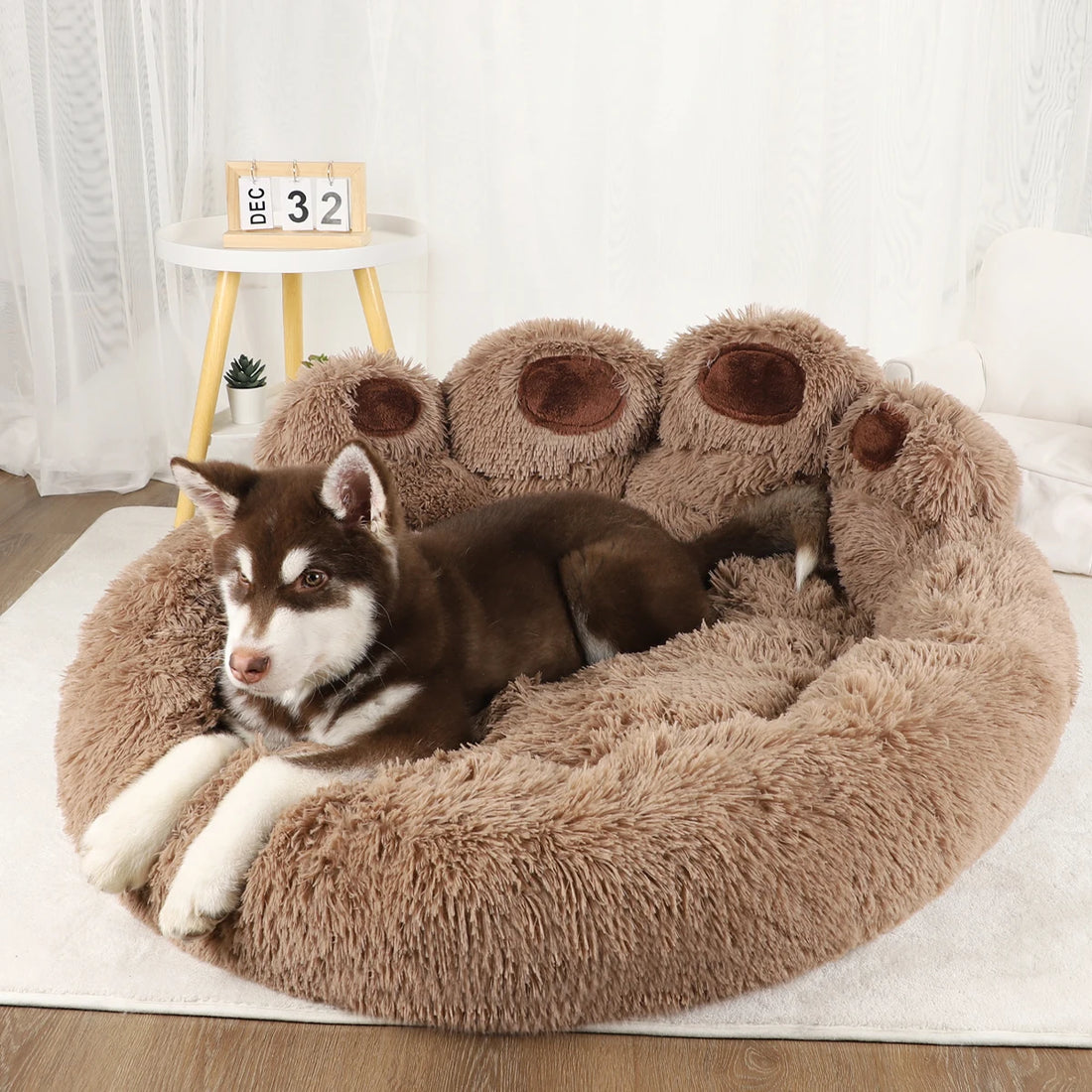 Fluffy Dog Bed Winter Plush Kennel Accessories Pet Products Large Dogs Beds Bedding Sofa Basket Small Mat Cats Big Cushion Puppy