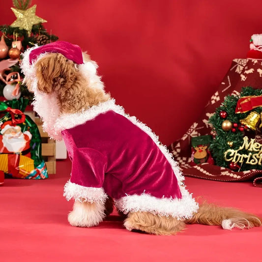 Pet Christmas Dog Clothes Holiday Dress Up Christmas Party Set Small Pet Clothes Dog Jacket for Small Dogs Puppy Clothes