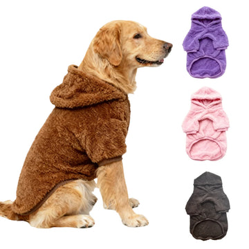 Labrador Golden Retriever Clothing Winter Pet Dog Clothes Fleece Warm Hoodie Soft Plush Outdoor Coat For Medium Large Dogs