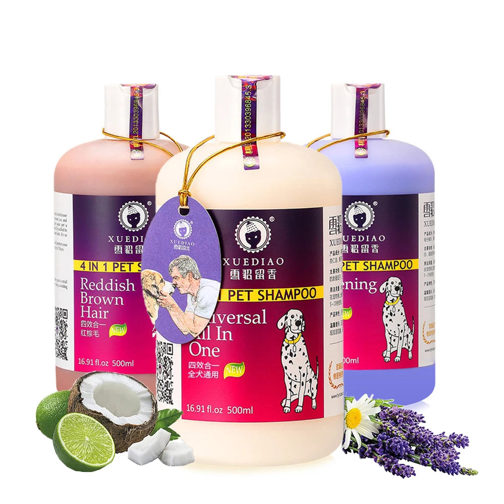 Pet Shampoo and Conditioner All Natural 4 in1 Dog Shampoo Body Wash for Puppy dog Shower Gel Pet Friendly Formula 17oz