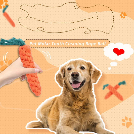 1PC Pet cotton rope toy dog bite appliance hand woven bite resistant cotton rope carrot dog molar pet toy training toy