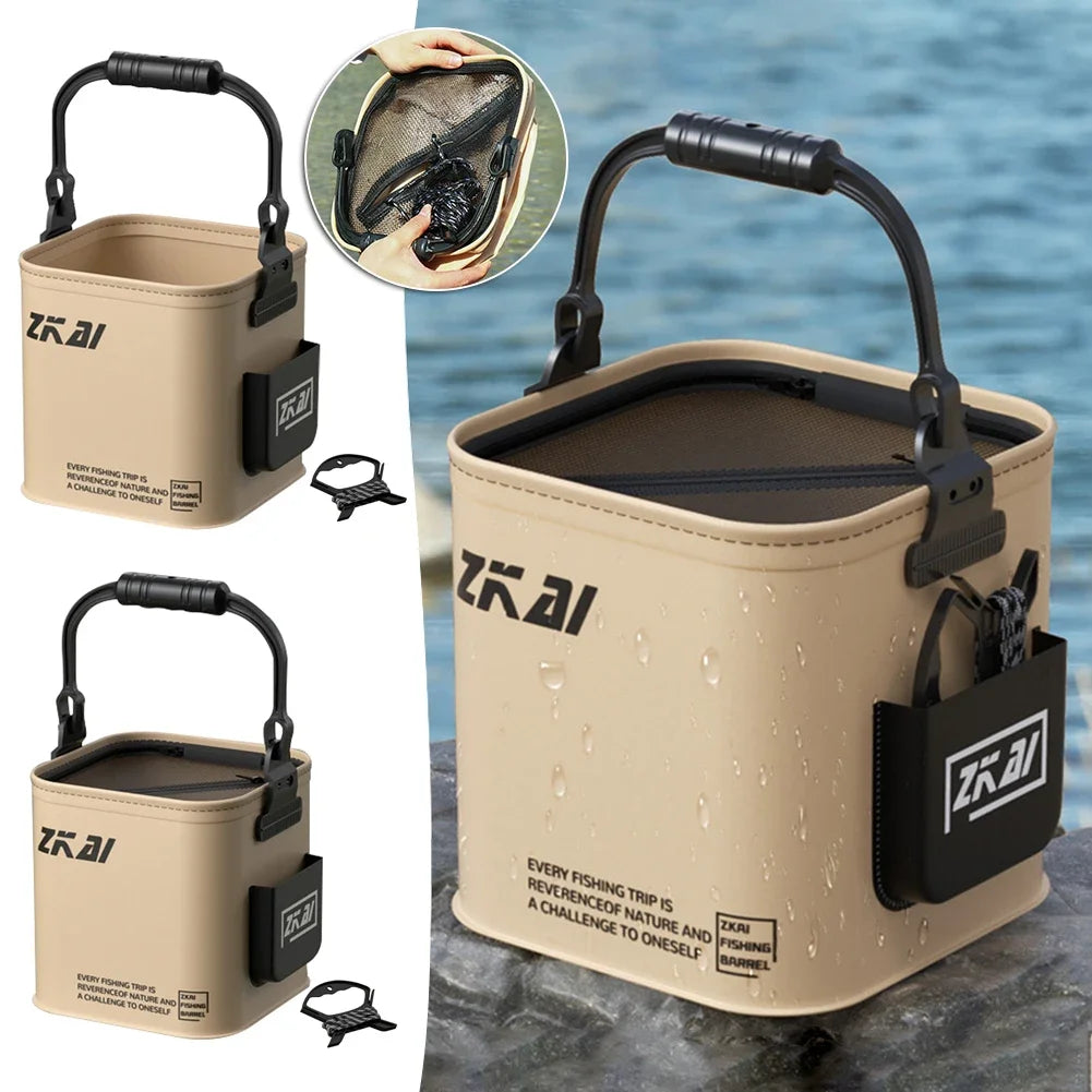 8L/13L Multifunction Folding Fishing Bucket With Ergonomic Handle Bucket Waterproof Outdoor Camping Bucket Fishing Accessories