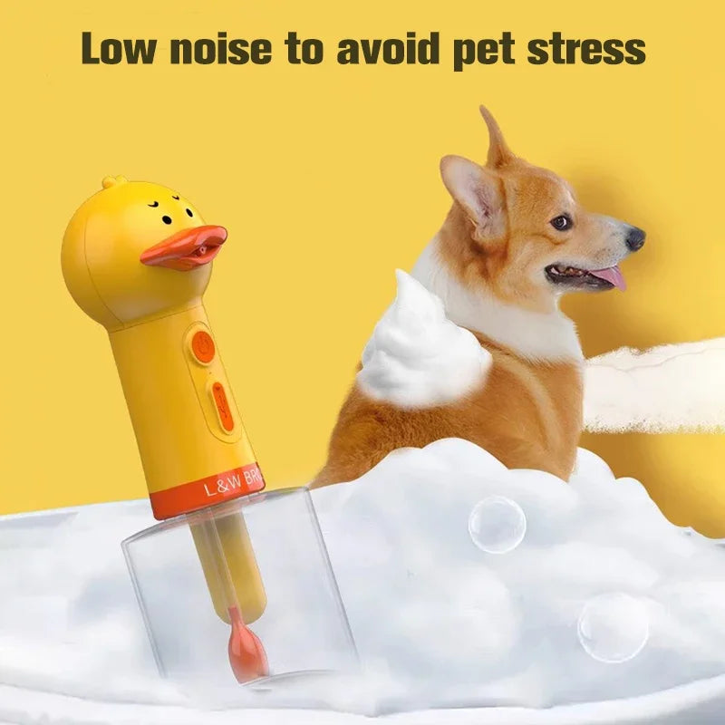 Dog Bath Bubbler Machine Usb Charging Automatic Shampoo Soap Dispenser Duck Shape Pet Cleaning Shower Accessories 애완동물 목욕