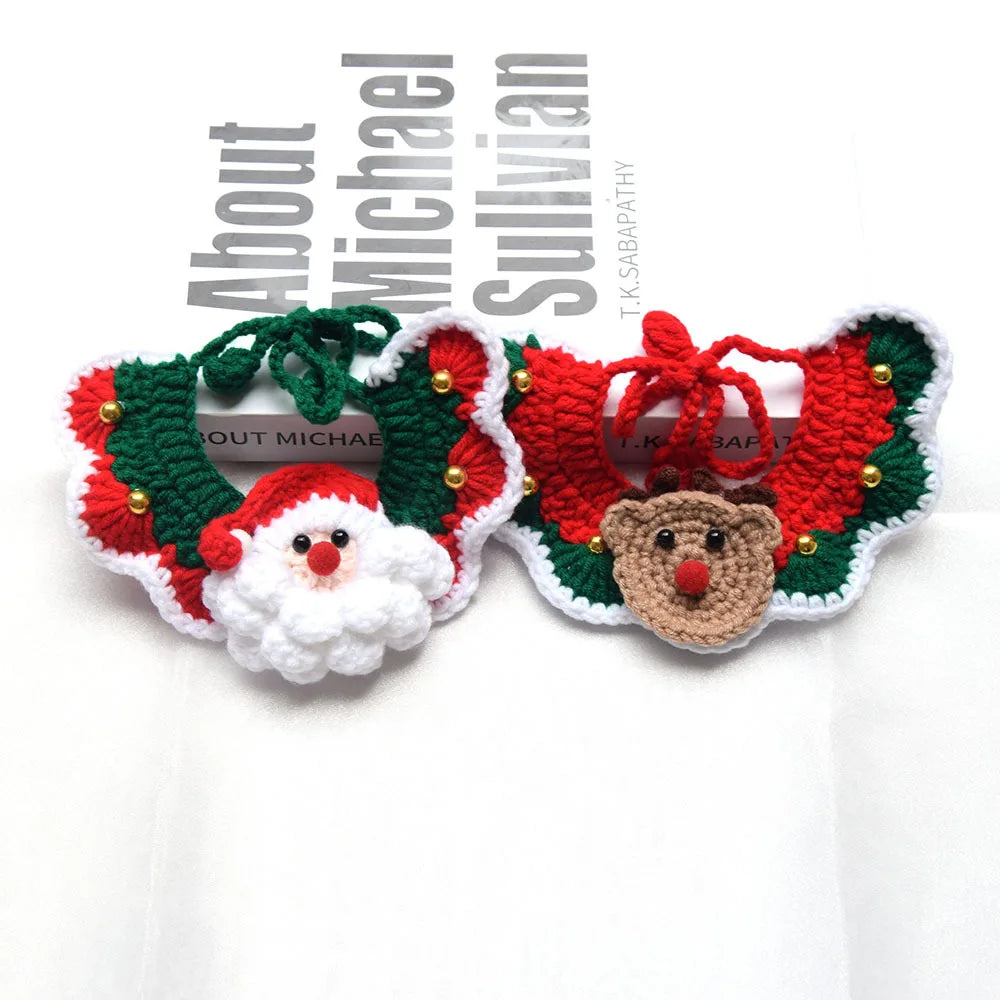 New Wool Pet Collar Santa Cat Saliva Towel Dog Scarf Pet Supplies Christmas Gift Photo Decoration Puppy Accessories Cat Collar