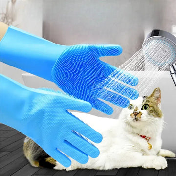 Silicone Bathing Glove for Cats - Gentle Pet Bath Brush and Massager - Efficient Cat Grooming Tool Shampoo brush