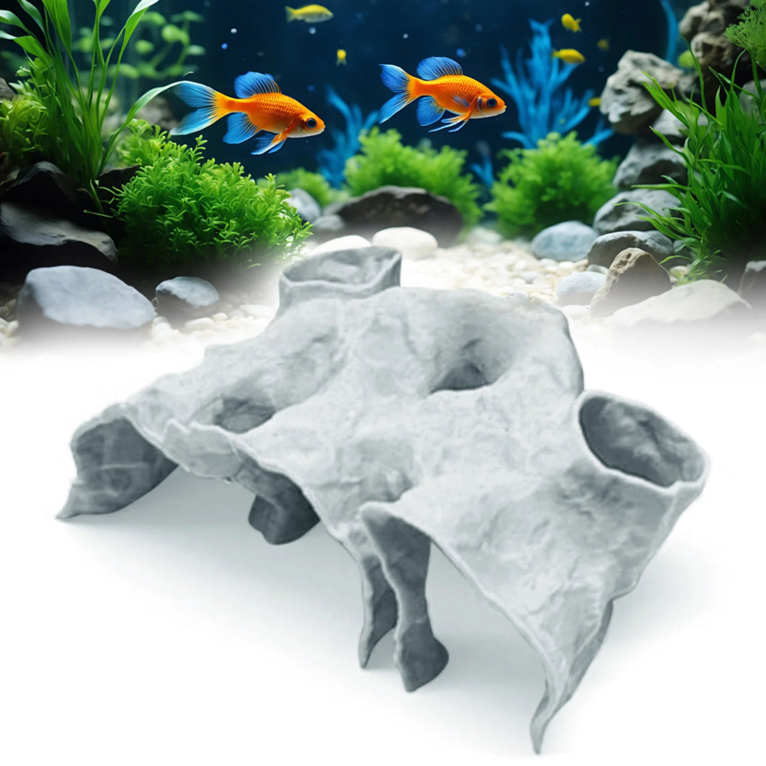 Aquarium Decor Gravel Tunnel Cave Ornament with Natural Curve Design for Fish Tank Habitat Enhancement