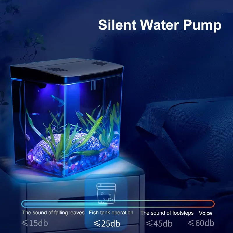 Self circulating household desktop fish tank, living room landscaping, small aquarium, back filter goldfish tank