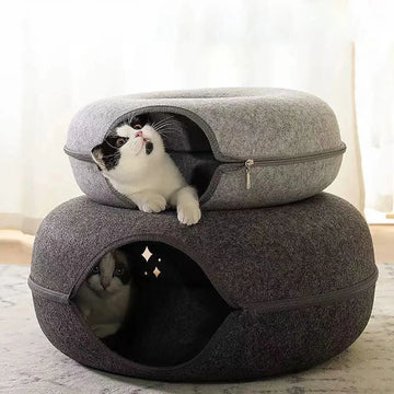 Donut Cat Bed Pet Cat Tunnel Interactive Game Toy Cat Bed Dual-use Indoor Toy Kitten Sports Equipment Cat Training Toy Cat House