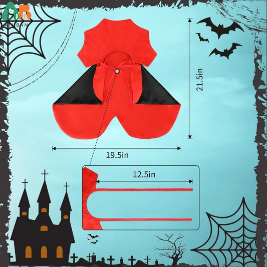 ATUBAN Cat Vampire Cloak Funny Dog Halloween Costumes Dog Mantle Apparel Pet Clothing Vampire Cape for Cat Puppy Small Dog