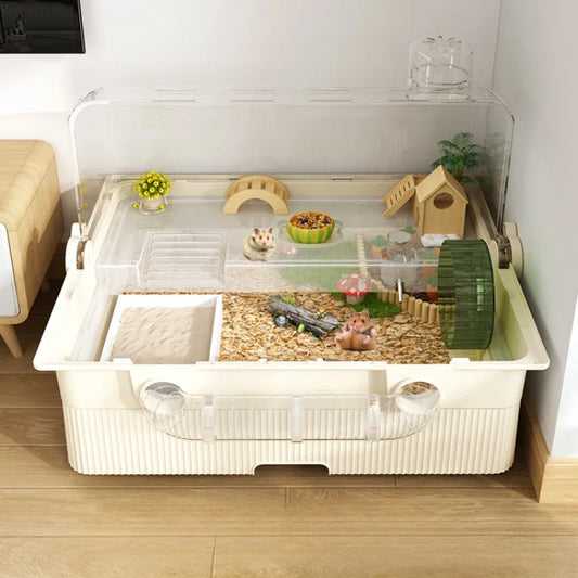 Large Luxury Villa Drawer Style 60cm Base Cage Winter Acrylic Breeding Box Specially Designed for Golden Bears Hamster Cage