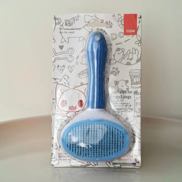 One-Click Cleaning Pet Hair Brush Plastic & Stainless Steel Needle Deshedding Tool for Dogs Cats, Easy Grooming Shedding Tool fo