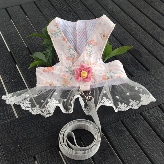 New Pet Leash Cute Shape Pet Clothing Lace Dog Walking Dog Leash Flower Chest Harness