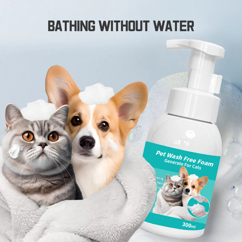 Pet Leave-in Body Wash For Dogs And Cats Rinse Foam Pet Dry Shampoo Mousse Bath Strengthens And Cleans Pet Fur To Remove Odors