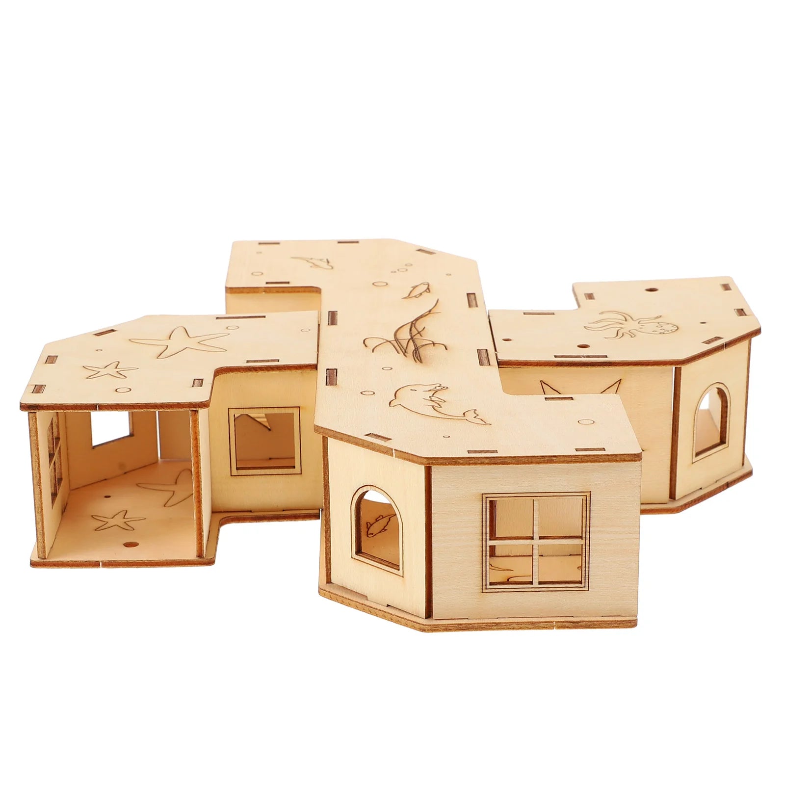 Hamster Tunnel Squirrel Toy Small Animals Labyrinth Mice Maze Chew Hamsters Cages Pet Wooden Hidden House Playing