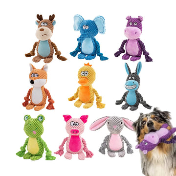 Cute Animal Rope Dog Toy Cute Plush Puppy Chew Pet Squeak Knot Toy Cartoon Rabbit Monkey