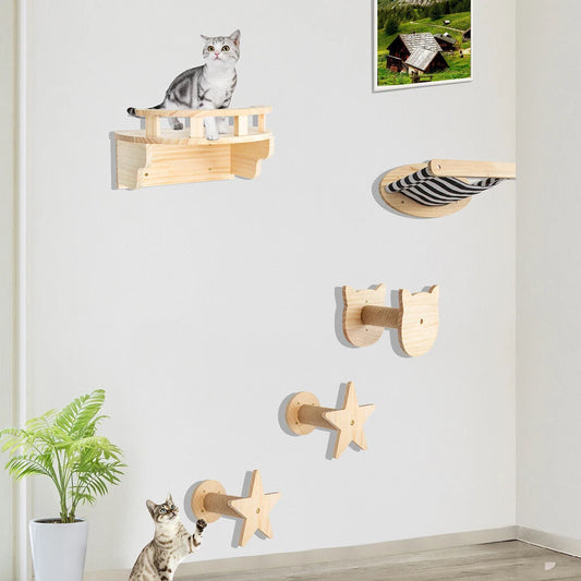 Wall-mounted Cat Climbing Frame 50cm Cat Climbing Ladder  Hammock  Activity Sisal Cat Grab Post Cat Pedal Indoor Cat House