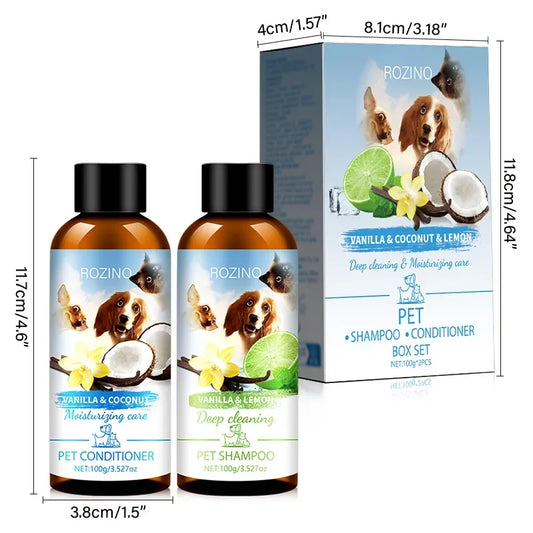 Pet Shower Gel and Conditioner Combo Pack, Perfect Clean Shampoo and Conditioner, Chemical Free, for Pets Cats and Dogs