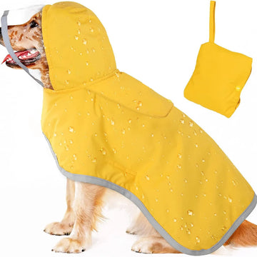 All Weather Reflective Dog Raincoat Cloak PU Coating Dog Waterproof Poncho Coat For Small Medium Large Dogs Pets Pitbull Husky