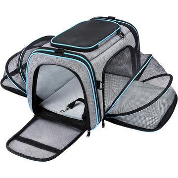 Airline-Approved Expandable Pet Carrier for Small Dogs & Cats – Soft-Sided Collapsible Travel Bag with 4-Way Access
