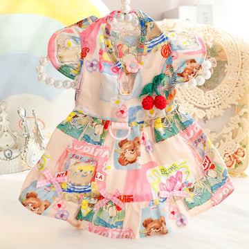 Dog Hair Prevention Clothes Spring/Summer Thin Cat Princess Dress Beach Holiday Dress Romantic Small Dog Teddy Pet