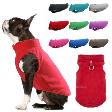 Dog Sweater Cat Fleece Vest Soft Dog Jacket with Leash D-Ring Winter Warm Coat Puppy Clothes for Dogs Cats Chihuahua Apparel
