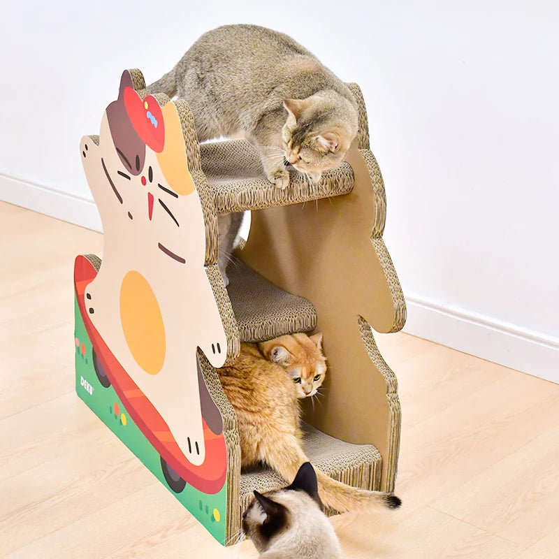 Large Cat Scratching Board Corrugated Paper Cat Climbing Frame with Nest Built-In Extra-Large Cat Claw Grinding Board