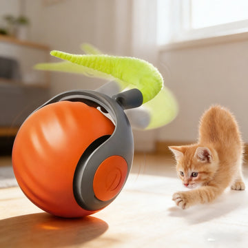 Interactive Cat Toy Ball: USB Rechargeable Automatic Rolling Wiggly Tail Toy for Indoor Kittens - Hunting Play Exercise Pet Toy